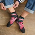 thumbnail image 3 of Rateoe Ribbon With Angel Wings Pattern Quarter Crew Socks,Toe Seamed Ankle Socks,Cotton Cushioned Breathable Athletic Crew Sports Socks, 3 of 7