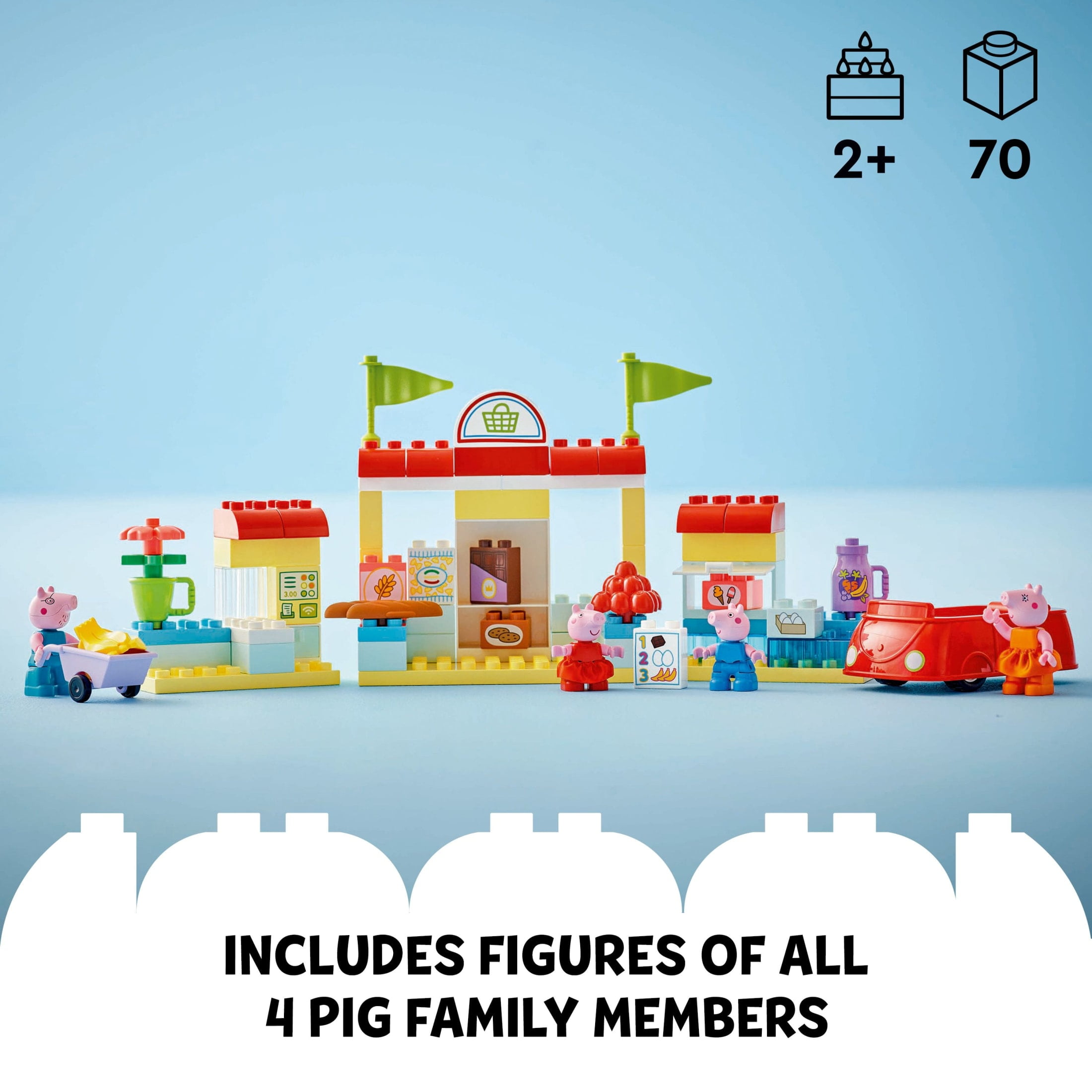 LEGO DUPLO Peppa Pig Supermarket Building Toy - Peppa Pig Toys for Girls & Boys, Ages 2+ Years - Gift for Birthdays - Pretend Play Playset for Preschool - Learning & Education - 10434