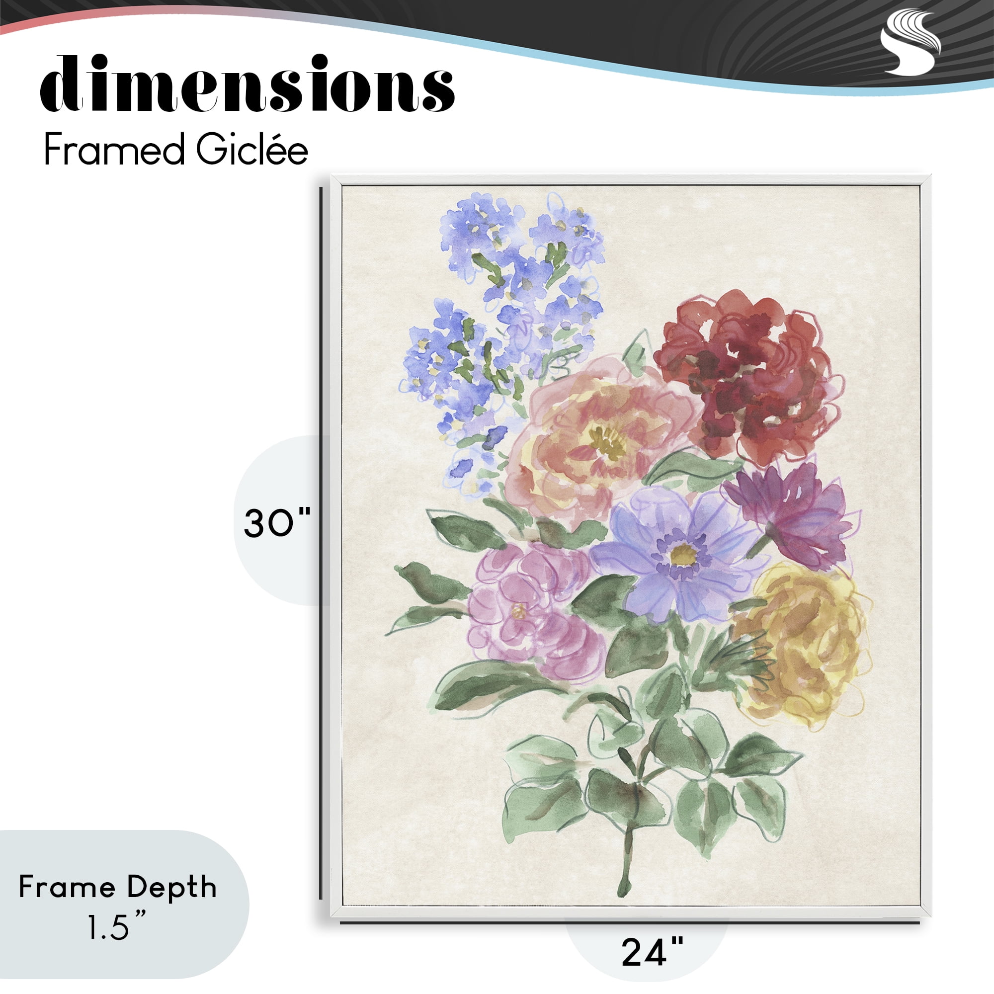 Stupell Industries Mixed Blooms on Parchment White Framed Giclee Art, design by June Erica Vess