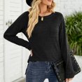 thumbnail image 3 of Women Pullover Casual T-Shirts Crew Neck Long Sleeve Solid Color Loose Tunic Top, 3 of 5