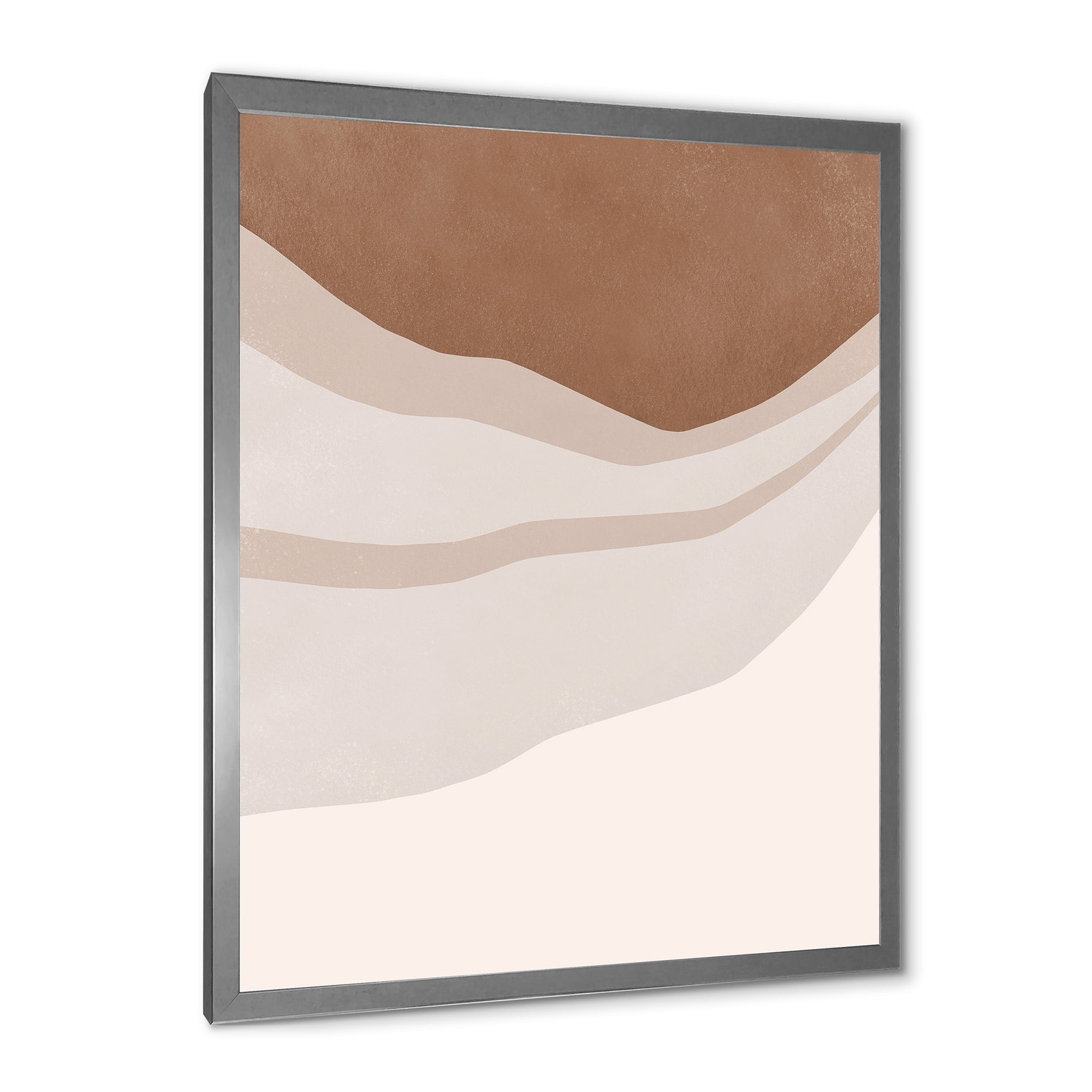 Designart 'Ivory and Terracotta Shapes with Scuff Effect' Modern Framed Art Print