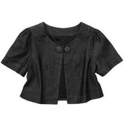 Juniors Metallic Denim Shrunken Swing Jacket