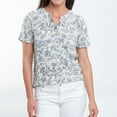 thumbnail image 4 of Elsie & Zoey Joelle XL Blue Short Sleeve Button Up Floral Blouse for Women, 4 of 7