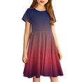 thumbnail image 2 of Girls 2025 Summer Dresses Short Sleeve Gradient Dress Soft and Comfortable Casual Summer Wear for Parties and Daily Dresses ,Sie:140, 2 of 5