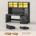 thumbnail image 2 of Modern Computer Desk with 2 Wood Drawers and Hutch, 23.6"W Executive Desk with Display Cabinet and LED Lights for Home Office, 2 of 7