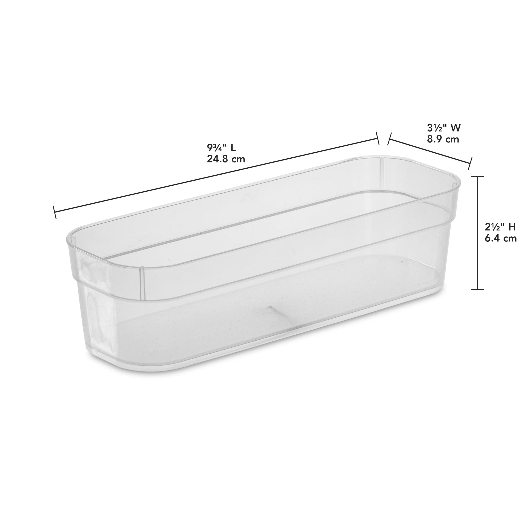 Sterilite Set (3) Narrow Storage Trays, Clear Plastic Open Bins, Drawer Organizers, 8 Count