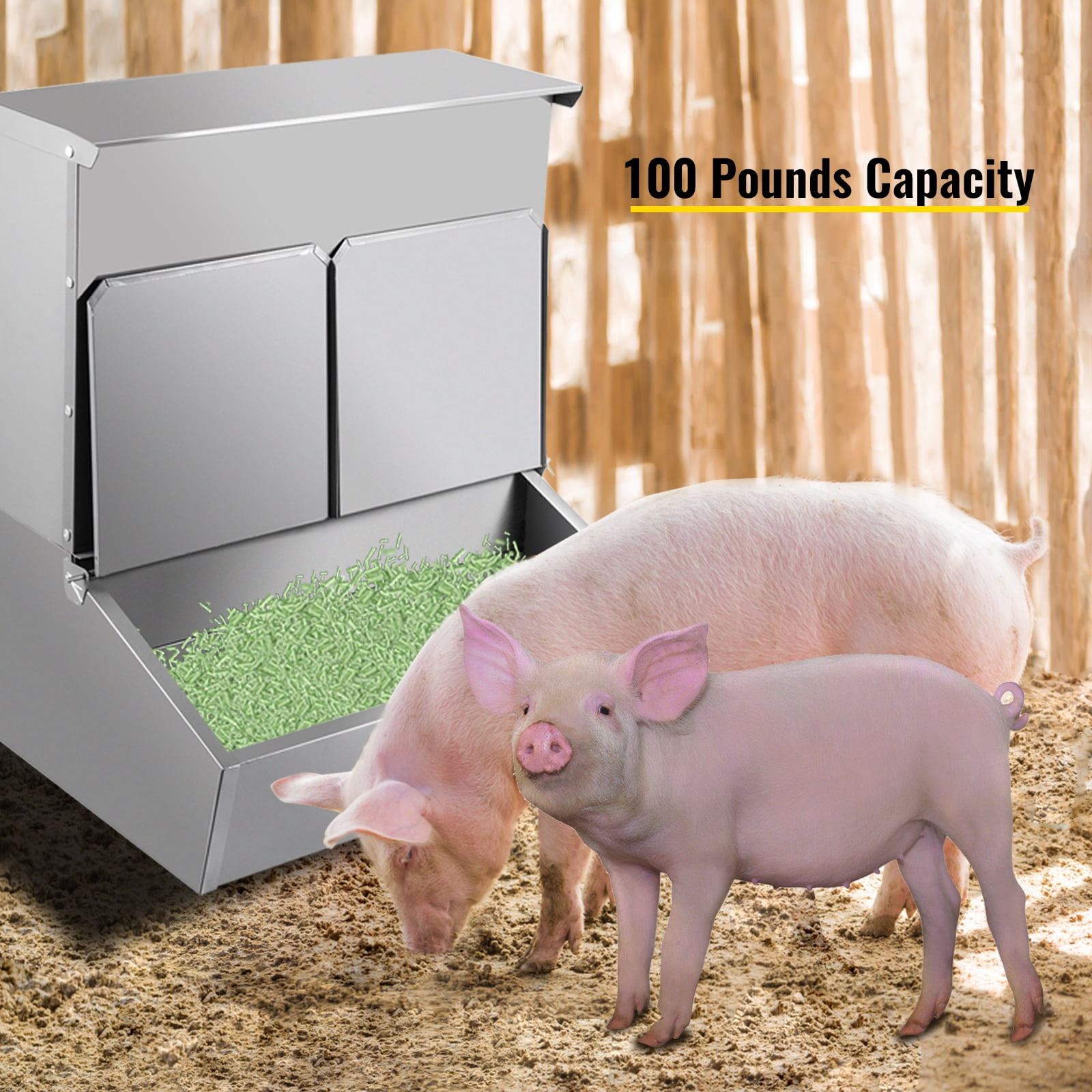 VEVOR Hog Feeder Pig Feeders 25lbs Single Door Swine Trough With Hog Waterer 