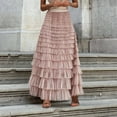 thumbnail image 2 of Falda evasé de malla para mujer: vestido de fiesta de cintura alta, prenda informal de poliéster, 2 of 5