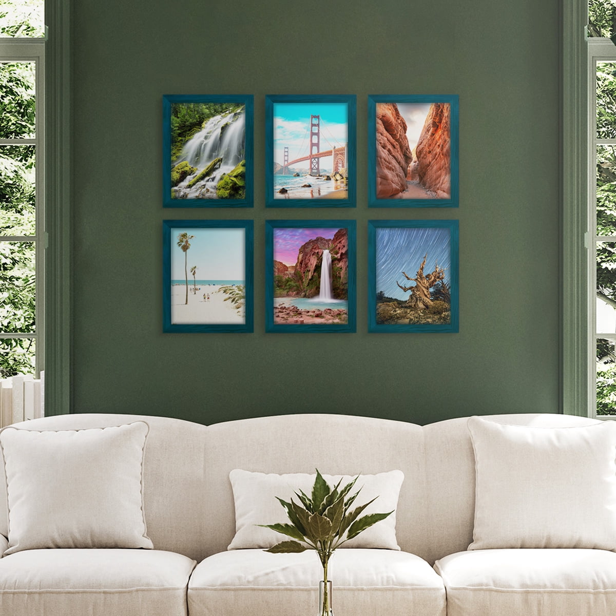 Wexford Home Woodgrain 8" x 10" Ocean Blue Picture Frame (Set of 6)
