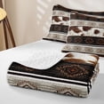 thumbnail image 4 of Homewish Bohemian Farm Cow Print Quilt Full,Boho Tribal Themed Full Bedspread Sets,Brown Cream,3-Piece, 4 of 7
