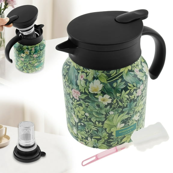 Sutowe 1000 ML Thermal Tea Pot with Infuser Vintage Flower Pattern Insulated Tea Kettle Stainless Steel Thermal Tea Carafe Household Insulated Teapot Tea Pot Kettle for Home Office