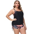 thumbnail image 1 of Hanna Nikole Women's Plus Size Striped Printed Strappy Tankini Swimsuits with Boyshort Two Piece Bathing Suit, 1 of 8