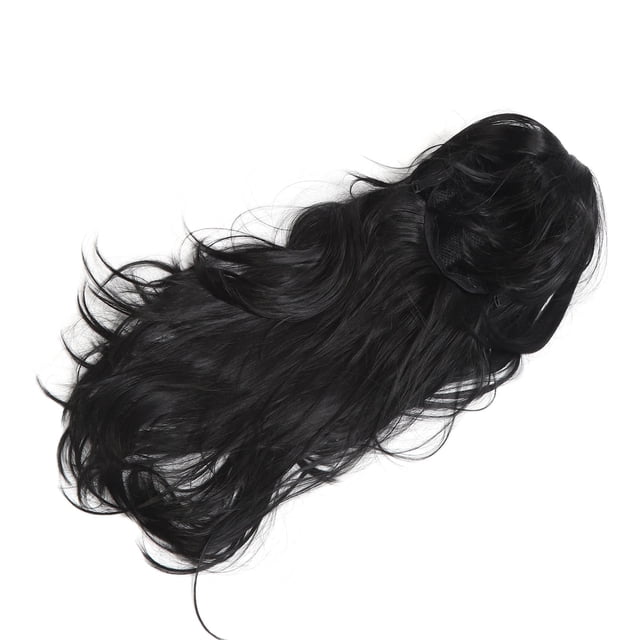 M Buder Peluca Larga Ondulada Negra Pelo Rizado Sintético Transpirable de Moda y Seguridad para Mujer Cosplay Anime Eventos Fiestas Temáticas Citas y Uso Diario con Red Cómoda