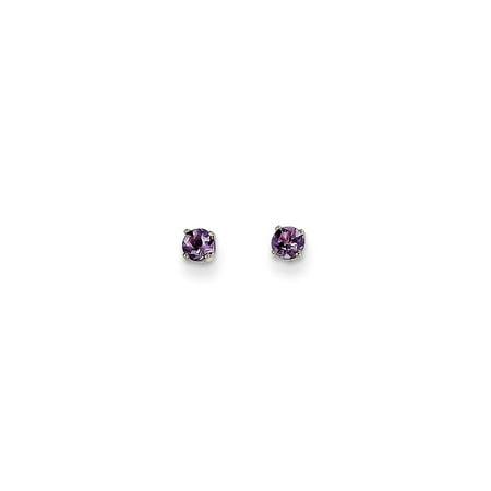 14k Amethyst Gemstone 14k White Gold 3mm Purple Amethyst Stud Earrings Birthstone February Prong Gemstone Gifts For Women For Her ()