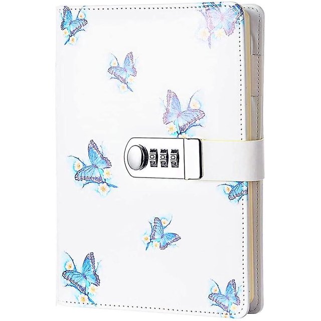 Cuaderno secreto para niña de 215x150 mm, diario personal de mariposas con código, cuaderno de notas de cuero PU para oficina, papelería para estudiantes, regalo de cumpleaños