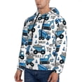 thumbnail image 3 of Lsque Blue Excavator Pattern Casual Men's Hoodie,Hooded Sweatshirt with Kangaroo Pocket,Pullover Hoodie-Small, 3 of 7