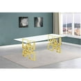 thumbnail image 3 of 94" Glass Dining Table with Clear Tempered Glass Top and Gold Stainless Steel, 3 of 3