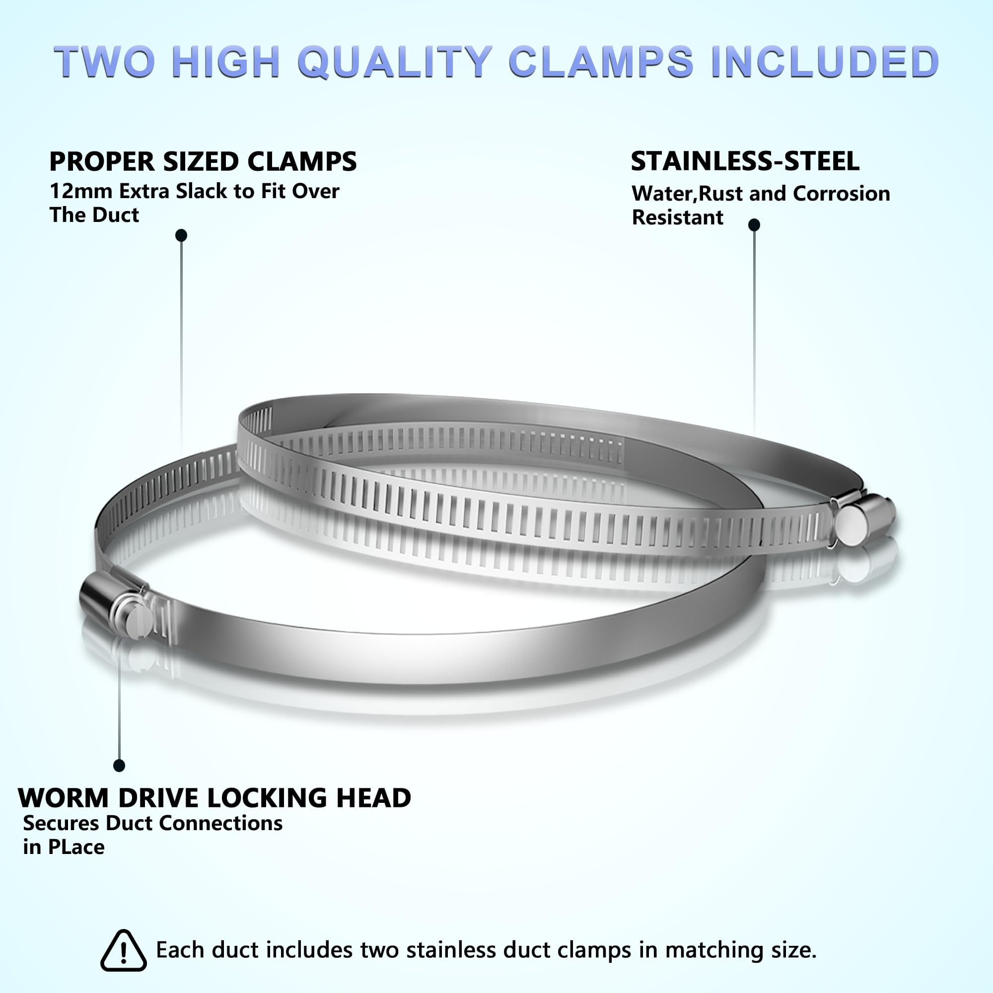 CKSFAN 14" x 16ft Aluminum Ducting, 4-Layer Vent Hose for HVAC, Dryer, Heating/Cooling, 2 Clamps Included