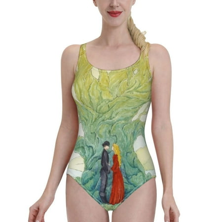As You Wish One Shoulder Ruffle Swimsuits Bodysuit One Piece Swimwear Women New Female Beach Swimsuit Watercolor Fantasy