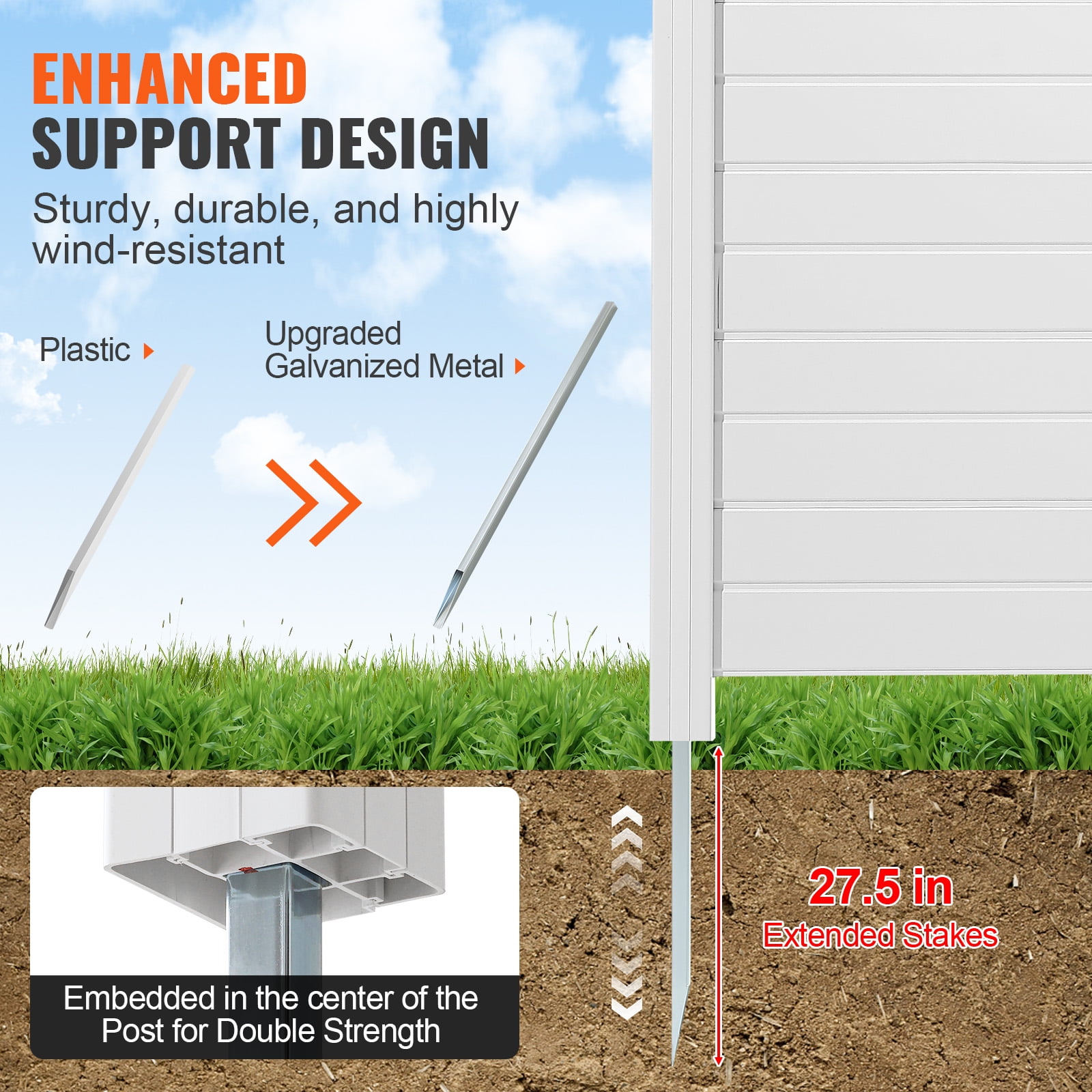 KFFKFF Vinyl Privacy Fence 50" W x 50" H 3-Panel PVC Outdoor Privacy Screens, Air Conditioner Fence Panels Trash Can Fence Pool Equipment Enclosure for Garden, Patio