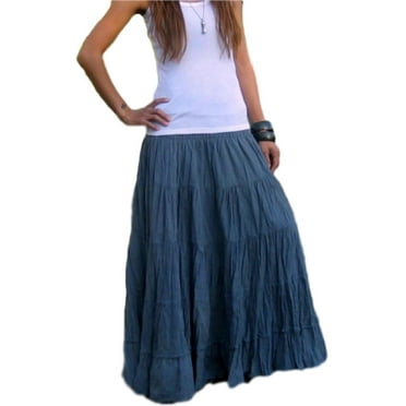 ATM Maxi Tiered Boho Skirt | Handmade Tie Dye Long Skirt With Elastic Waist, Plus Size (Fits L-3X)