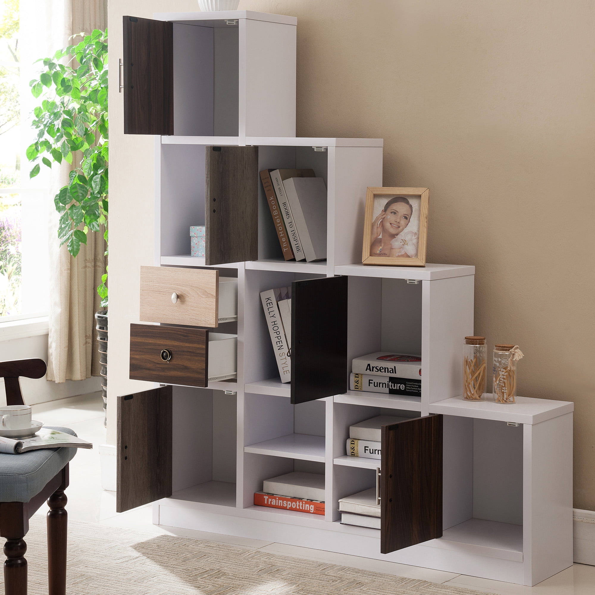Espece Multi-Cube Bookcase Storage Organizer, White