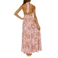 thumbnail image 7 of KelaJuan Women's Tie-Up Halter Dress, Flower Print Hollow-Out Sleeveless Backless Ruffle Hem Long Dress, 7 of 7