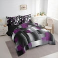 thumbnail image 3 of Feelyou Grey Purple Square Twin Bedding Sets 7-Piece, Retro Abstract Bedding Comforter Set, 3 of 8