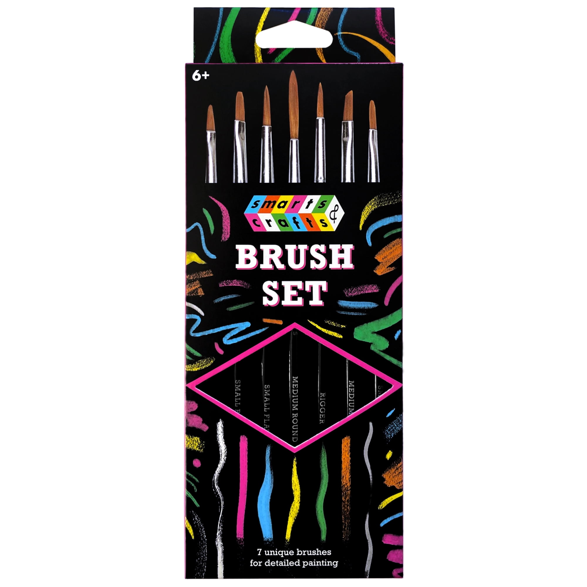 Smarts & Crafts Assorted Shape Synthetic Bristle Art Brushes (7 Pieces)