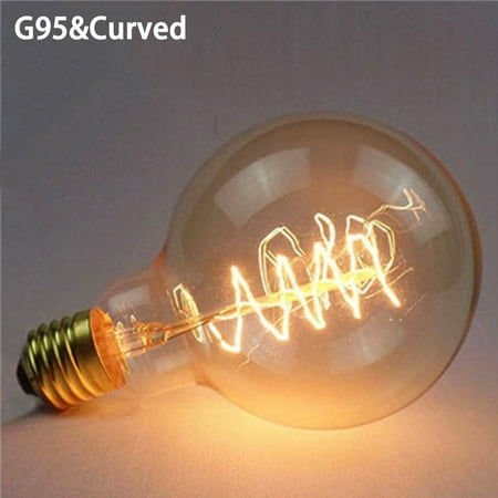 

1 PC Warm White E27 holder Antique Incandescent Ball light Screw connector Filament Edison Lamp Vintage Retro Bulb Glass G95&CURVED