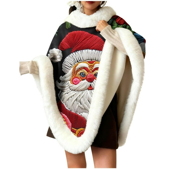 Cavosen Christmas Womens Shawl Fleece Elegant Wraps Santa Claus Soft Thicken Warm Scarves Oversized Winter Everyday Wear