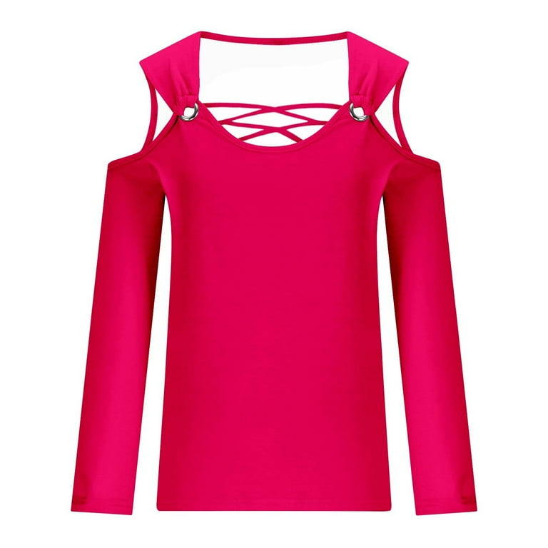 Timoontee Womens Cold Shoulder Tops and Blouses, Long Sleeve