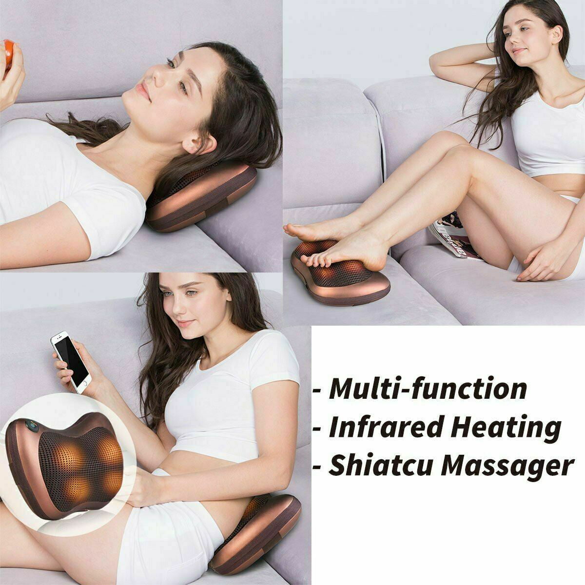 Naipo Back and Neck Shiatsu Massage Pillow Deep Tissue Kneading Massag –  NAIPO