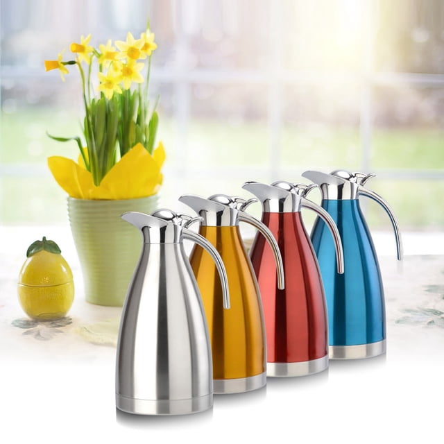 Jarra Térmica De Doble Pared, Cómoda De Sostener, Perfecta Para Almacenar Y Servir Café, Té, Chocolate Caliente Con Diseño De Un Botón
