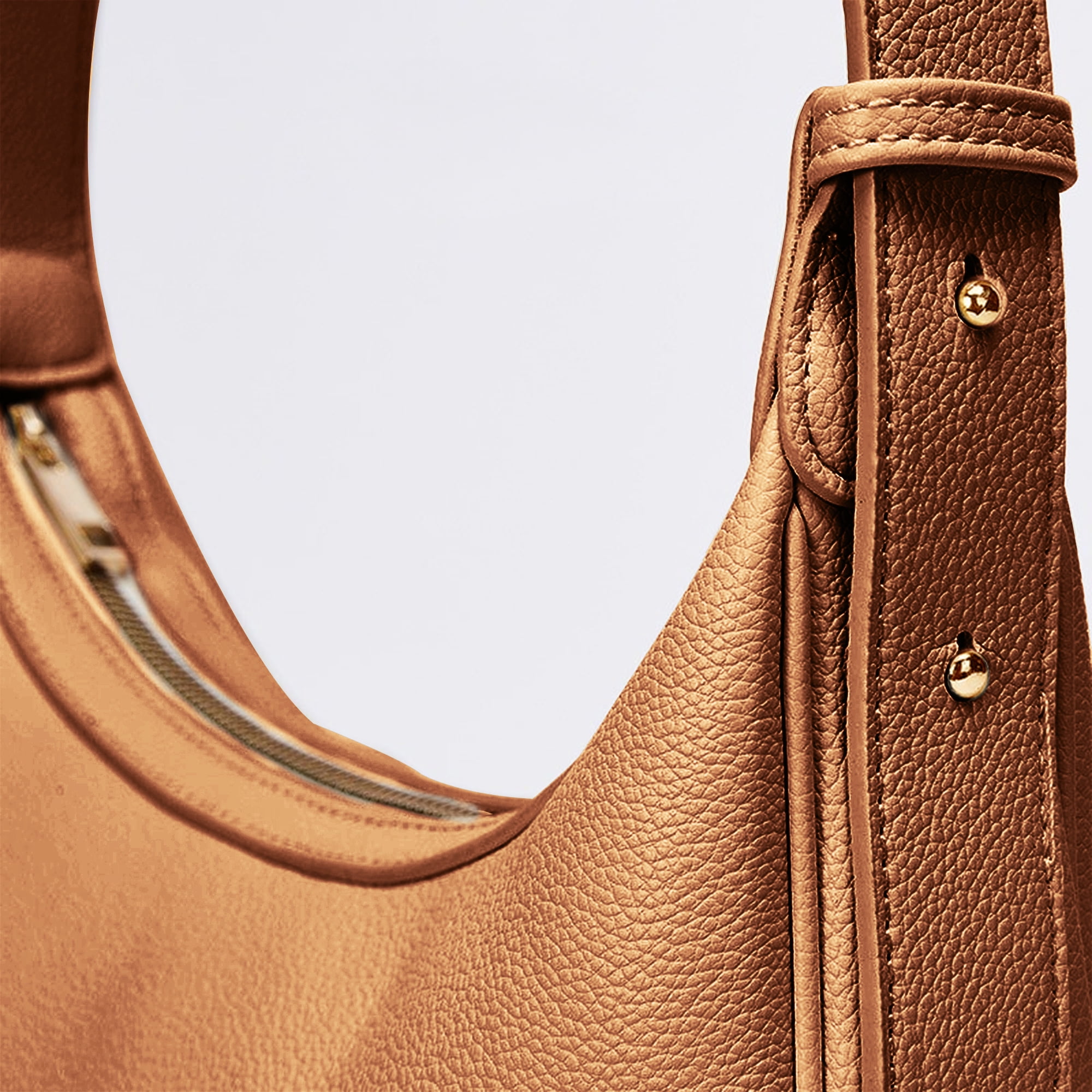 Badiya Crescent Shoulder Bag for Women Trendy Leather Crossbody Hobo Purse Vegan Clutch Handbag with 3 Adjustable Strap
