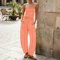 thumbnail image 2 of gakvbuo Summer Jumpsuits Womens Casual Strapless Overalls Romper Playsuit Suspender Trousers Off The Shoulder Sleeveless Outfits With Pockets, 2 of 9