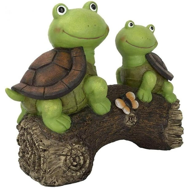 Estatua de tortuga para jardín, figura de tortuga con energía solar, escultura LED de animal, decoración de resina para jardín, patio, césped, luz solar