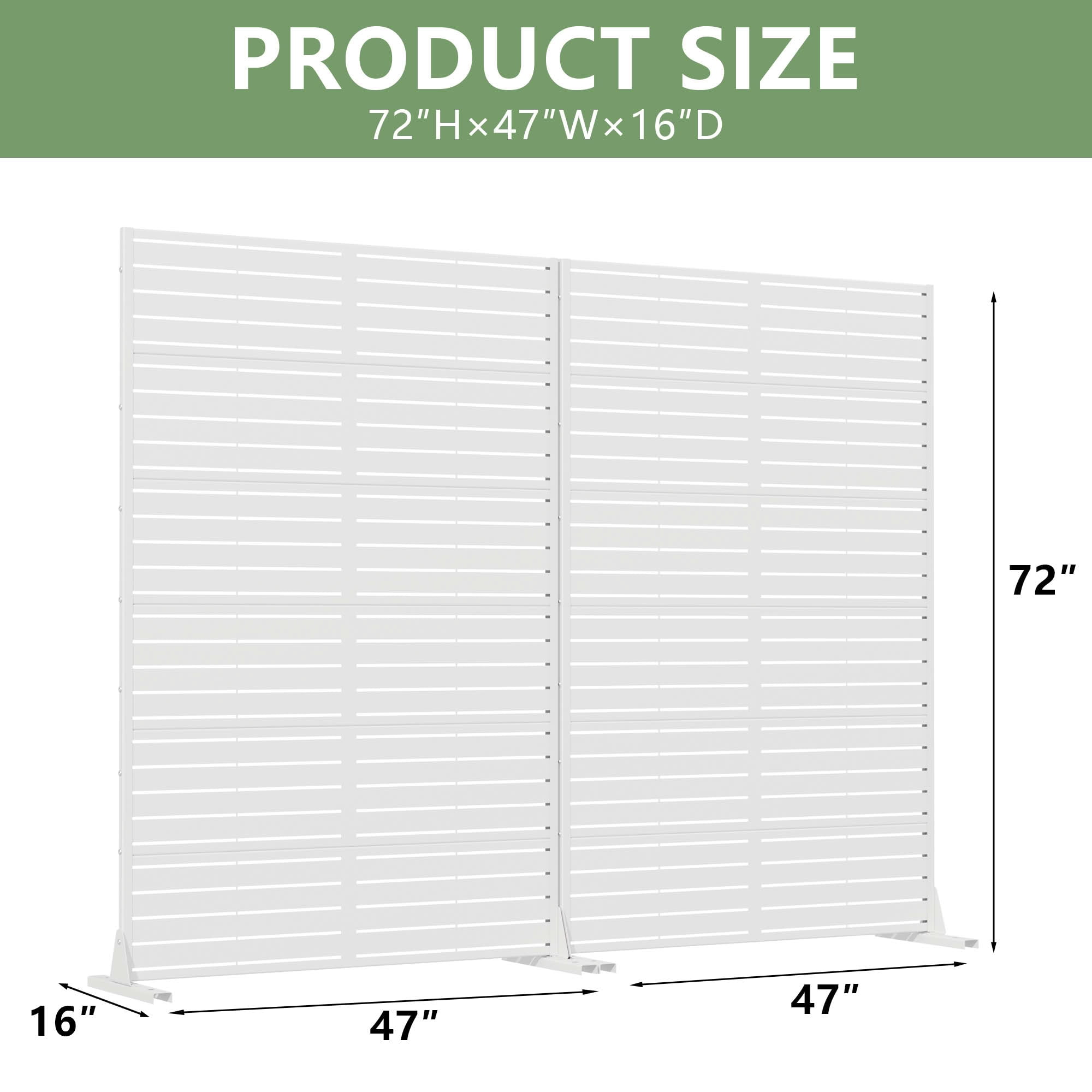 MAYEERTY 2-Piece Outdoor Metal Privacy Screen 6ft × 4ft White, 6-Panel Classic Louvered, Rust-Resistant for Patio