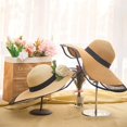 thumbnail image 3 of Sombrero de paja de malla negra para mujer, cubierta de protección solar para vacaciones en la playa, plegable, Verano, 3 of 4