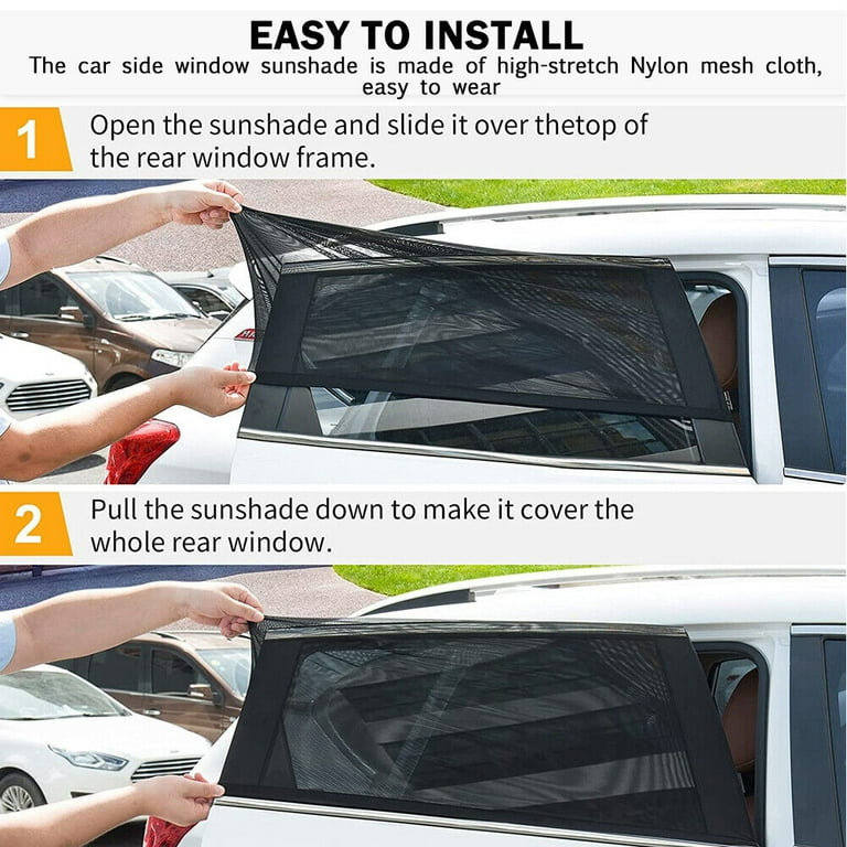 IClover 2Pcs Car Side Window Shade Screen Cover Sunshade Breathable  [44.5x20.9] Car Side Front Rear Window Sun Shade Breathable Mesh Cover  Heat