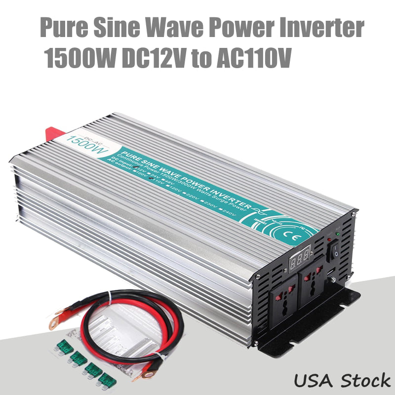 1000W 2000W Car Power Inverter DC 12V To AC 110V 2 AC Outlets RV Solar Converter