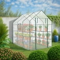 thumbnail image 6 of Spacious White Walk-in Greenhouse, PE Cover with Side Windows, 12-tier Storage Shelf Design, Portable Plant Growing House for Indoor Backyard Garden Plant Care, 6 of 12