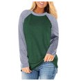 thumbnail image 1 of Birdeem Womens Plus Size Long Sleeve Color Matching Raglan Sleeve T-Shirt Tops, 1 of 5
