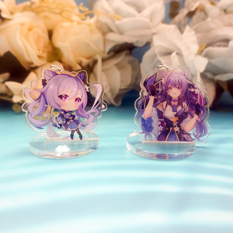 ZILEFSILK 2PCS Anime Game Genshin Impact Figure Lumine Keqing Cute