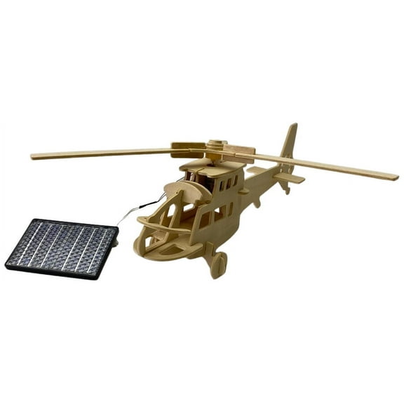 Solar Powered Wooden Helicopter Model with Motor Educational Kit