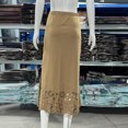 thumbnail image 4 of Gamivast Womens Midi Skirts High Waisted Elastic Waist Elegant Mermaid Bodycon Skirt Laser Cut Hollow Out Floral Skirt Hem Slim Fit Evening Party Cocktail, 4 of 8