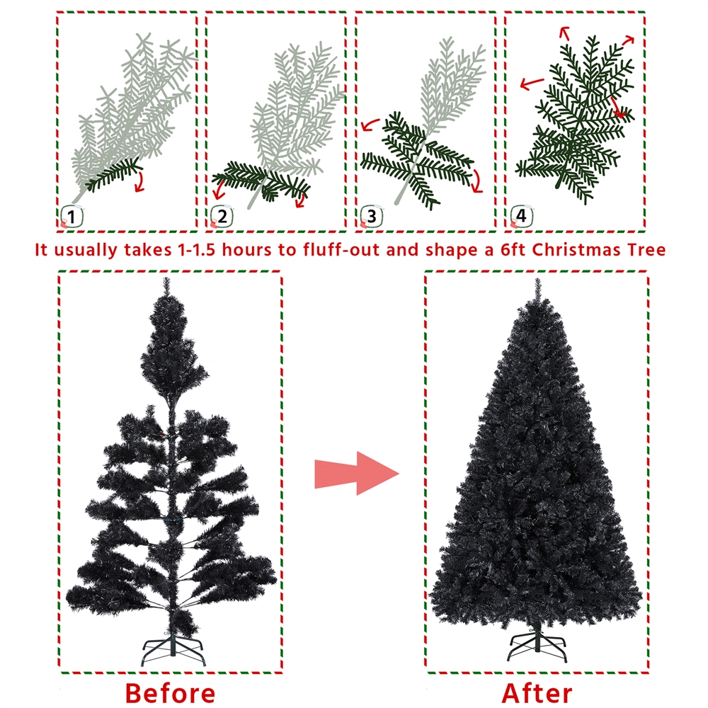 Renwick 6' Hinged Spruce Artificial Christmas Tree with Foldable Stand, Black