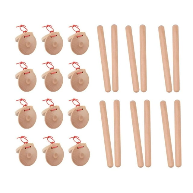 24 Pcs Musical Percussion Instrument Set?Musical Castanets Instrument and Music Rhythm Sticks.Clap Board Music Educational?Classroom DIY Wooden Percussion Instrument Finger Castanets Rhythm