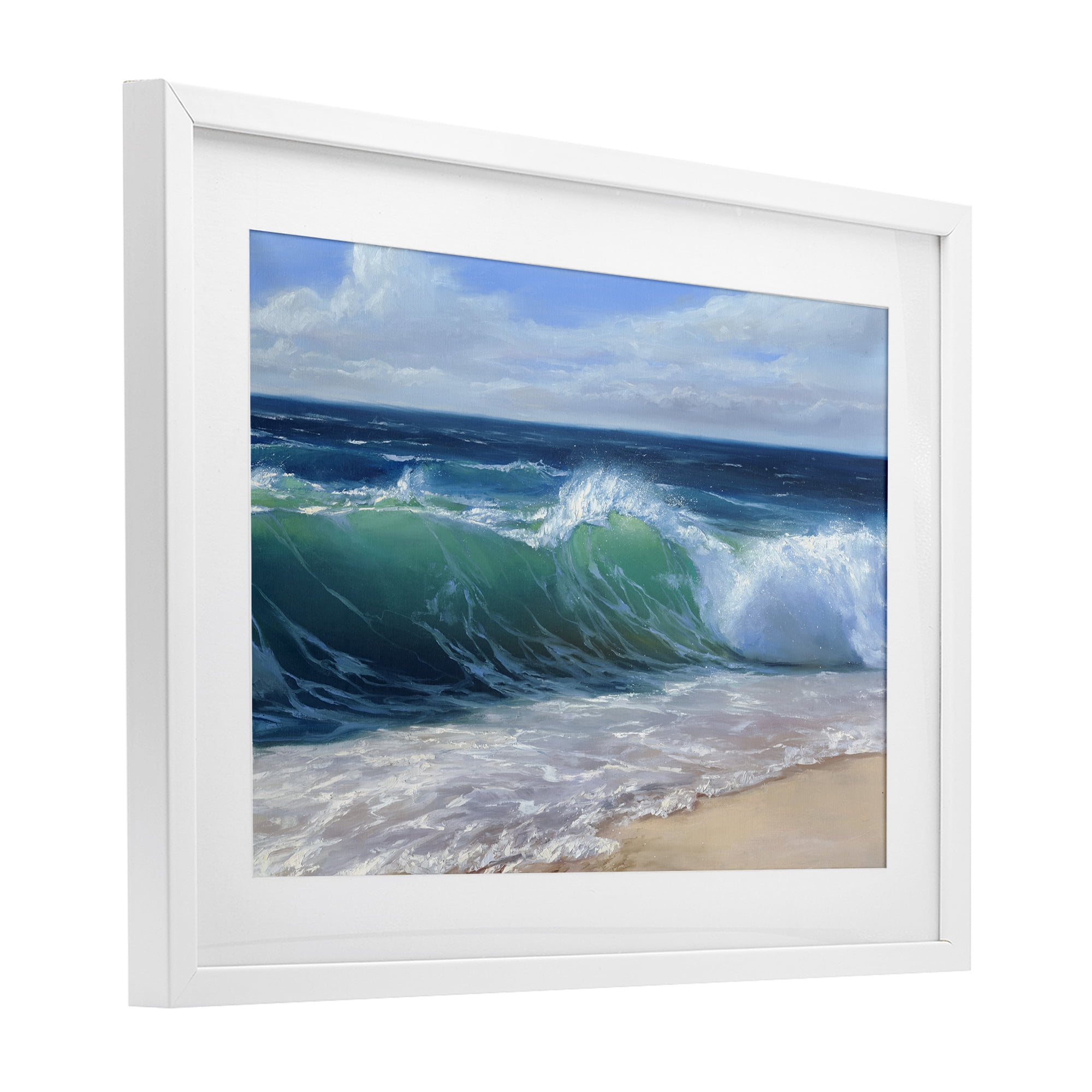 Stupell Industries Content Beach Waves Shore White Framed Print Under Glass, design by Dimitri Sirenko