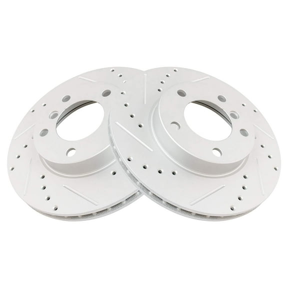 TRQ Front Performance Brake Rotor Drilled Slotted Pair Set for BMW 318i / 318iS / 323Ci / 323i / 323iS / 325i / 325is / 328i / 328iS / Z3 / Z4
